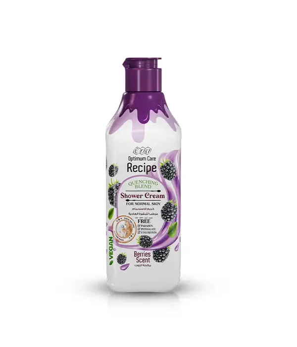 Eva Optimum Care Recipe Quenching Blend Shower Cream For Normal Skin - Berries Scent 370 Ml