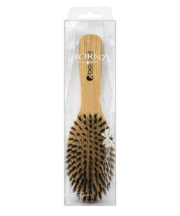 Wooden Paddle Hair Brush With Natural Bristles