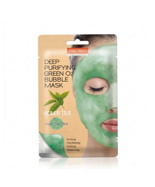 Purederm Green Oxygen Bubble Mask for Deep Purification, Green Tea,